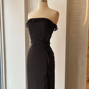 Ralph Lauren Vintage Silk Polka Dot Strapless Max… - image 1